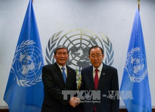 Ständiger Vertreter des Sekretariats der KP Vietnam Dinh The Huynh trifft UN-Generalsekretär - ảnh 1